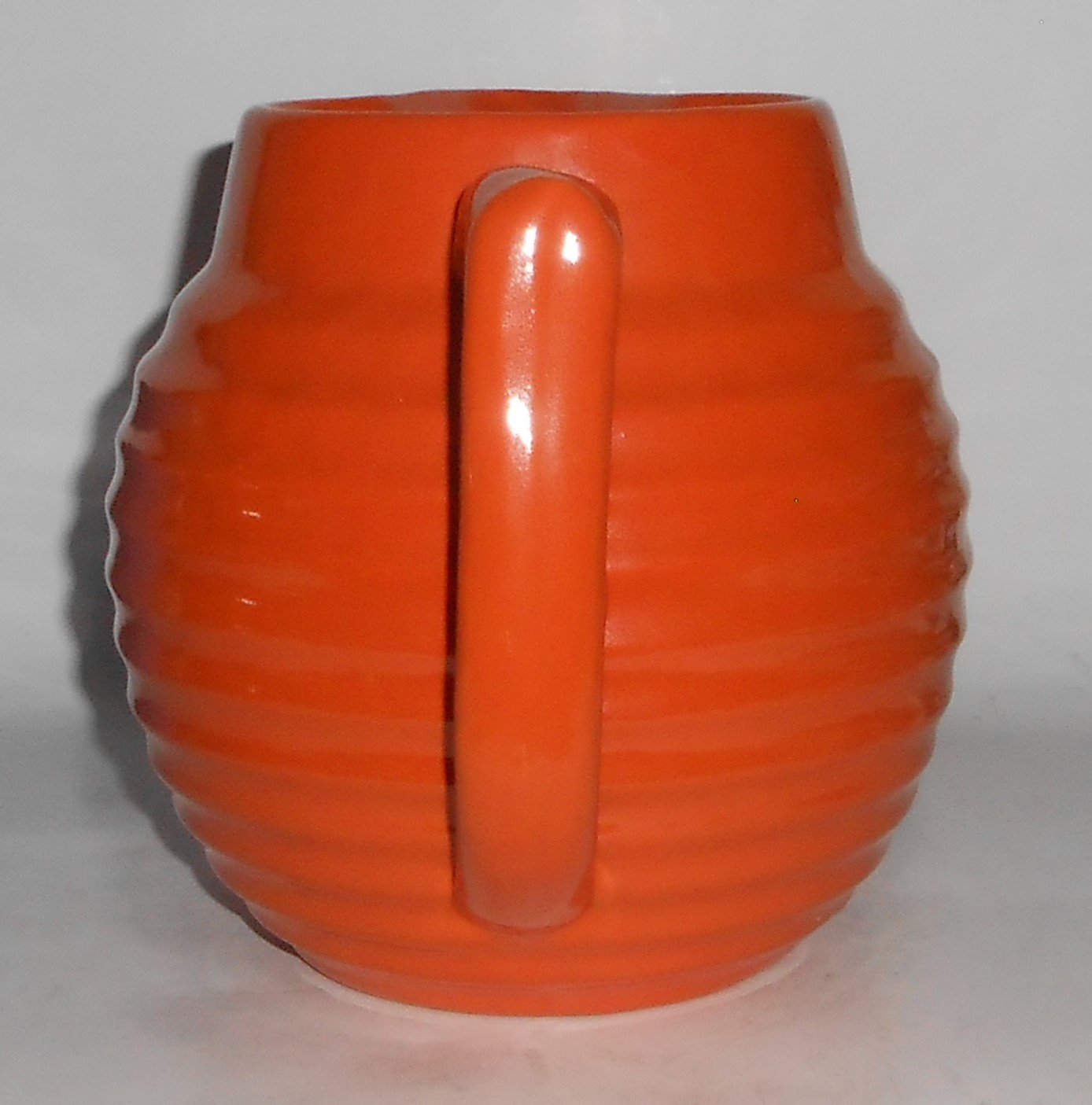 VINTAGE Bauer Pottery Ring Ware Orange 2 Quart Pitcher MINT
