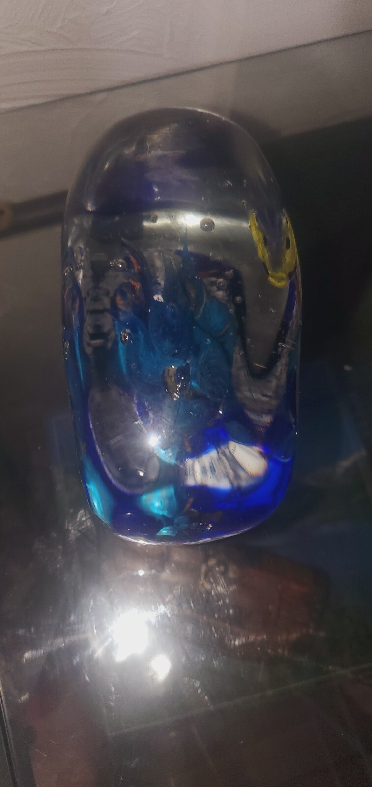 Vintage Murano Glass Paperweight Fish Aquarium Art Glass Item Total Wt.Is 5.5lbs