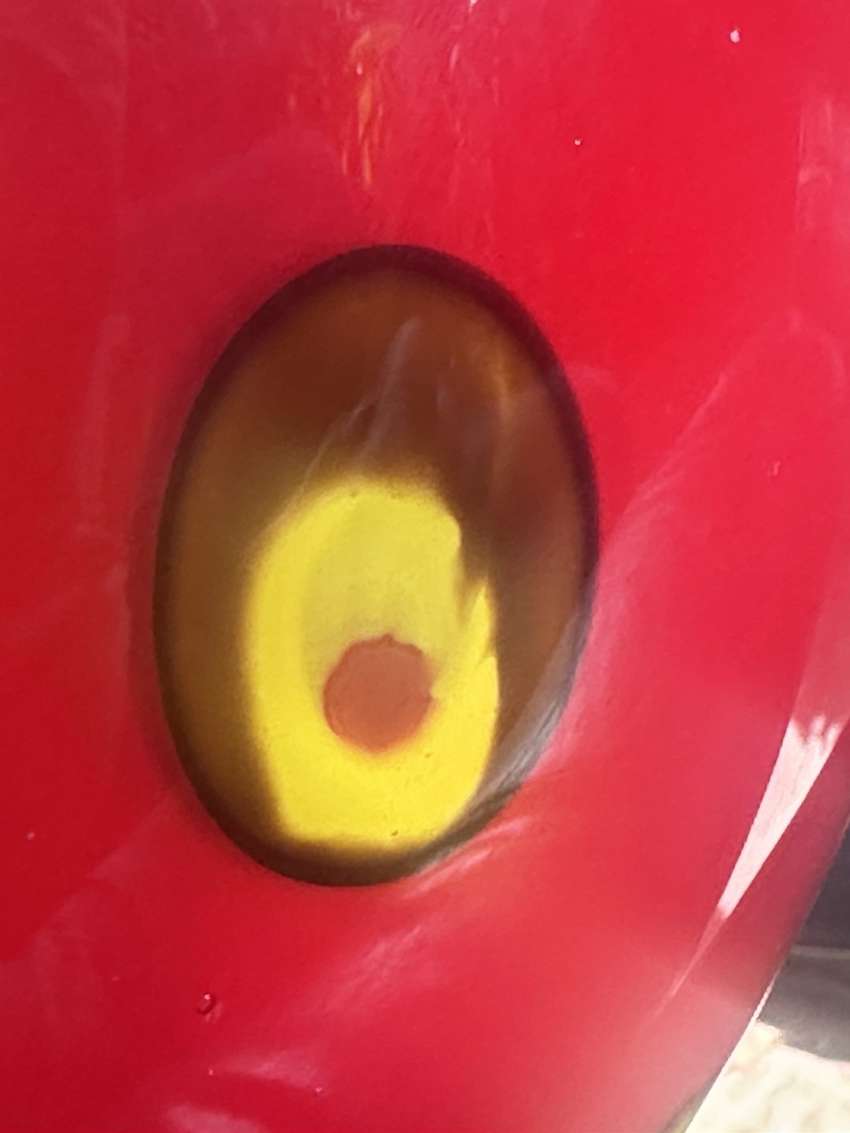 Red Murano Vase With Black And Yellow Spot Design And Yellow Interior