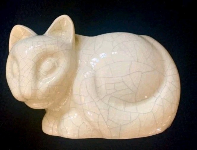 Tiffany & Co. Vtg Pottery Mini Crackle Glaze Cat: Potpourri, Diffuser or Vase