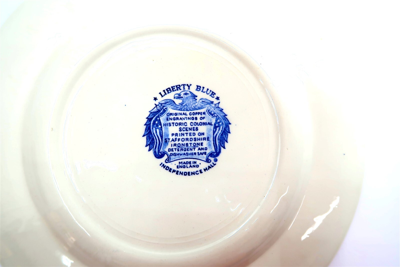 Vintage LIBERTY BLUE Independence Hall Blue Transferware Plate 9.75″ Wide NICE!!