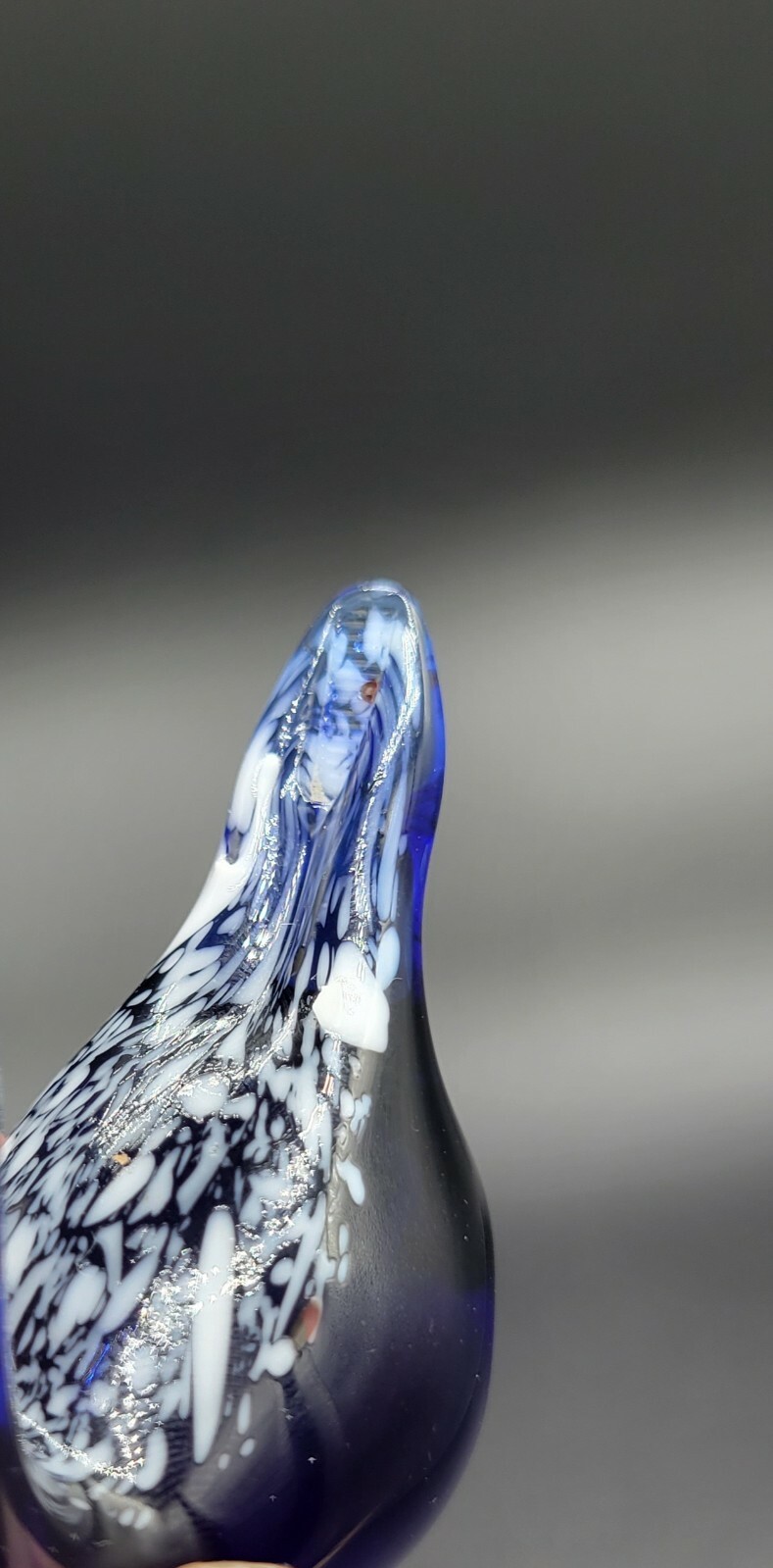 VTG Colbalt Blue Swans Glass Miniture 2″ each with white speckled Art Deco Set 2
