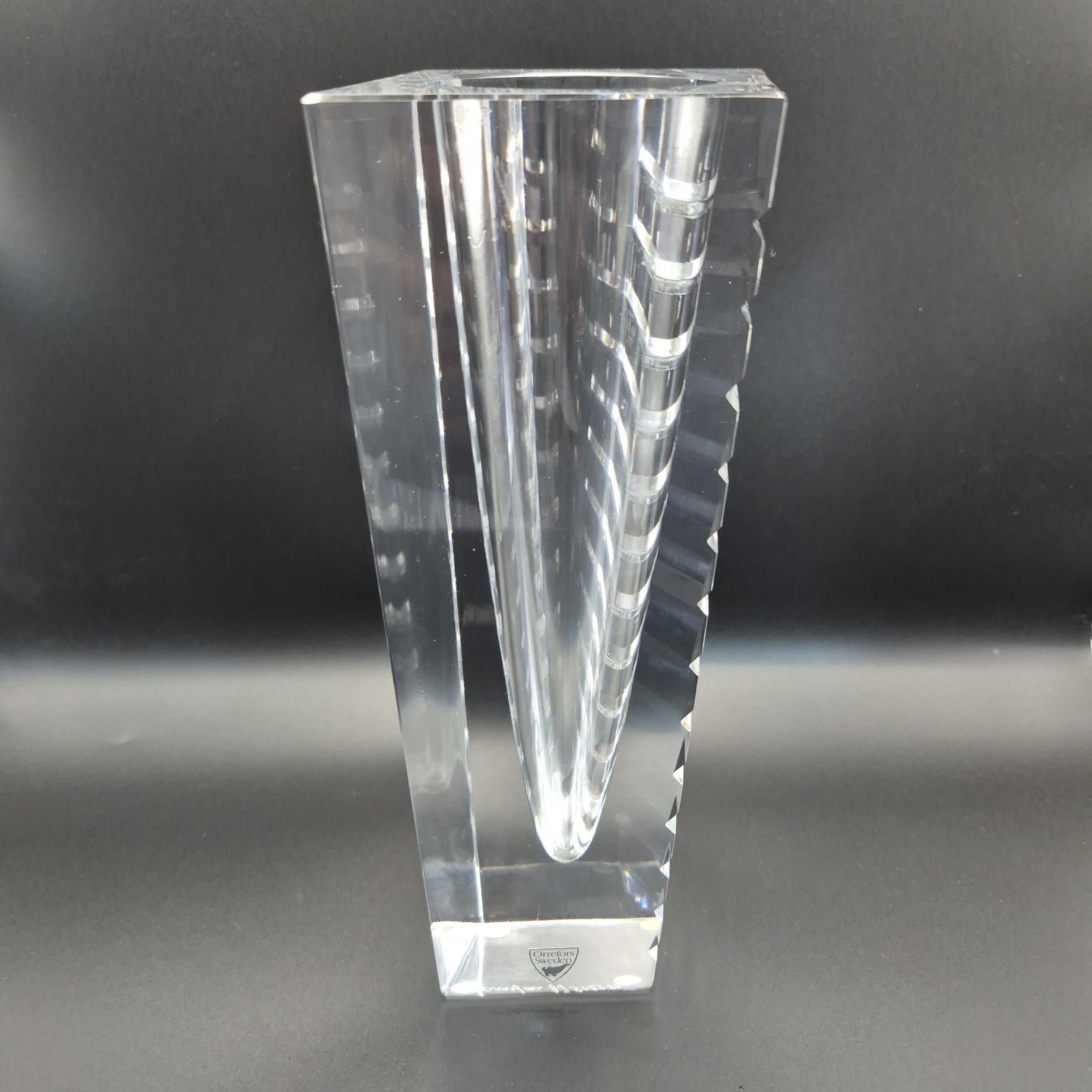 Rare Orrefors Sweden Clear Crystal MODERN HORIZON VA Jan Johannson