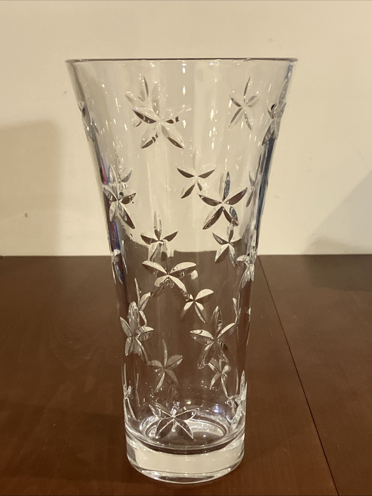 NEW Tiffany & Co. Crystal Cut “Star Flower” Flower Vase 11.5 Inches High