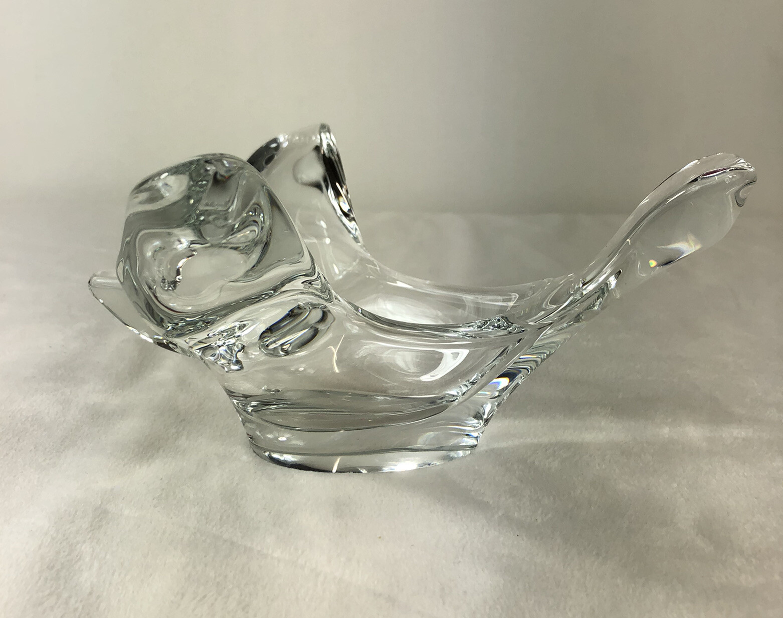 Princess House Lead Crystal Flying Turtle Dove Bird Candy Dish Votive Holder