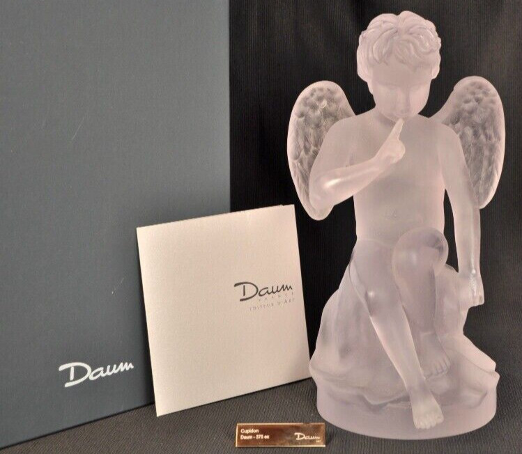 DAUM Crystal Cupidon Cupid Figurine Limited Edition Signed with COA NIB