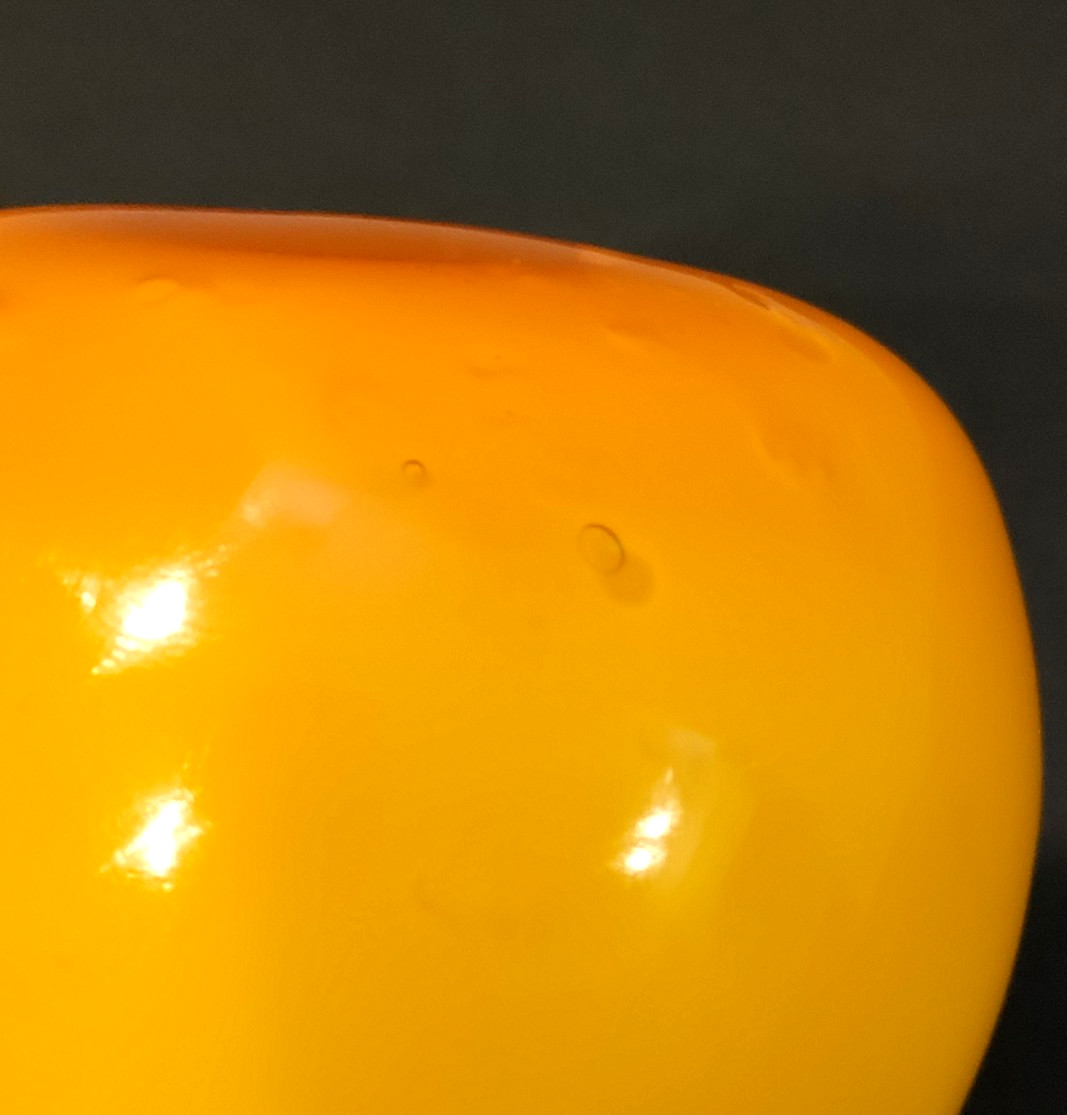 Hand Blown Glass Pear Figurine Paperweight Fruit Yellow Orange 4.5″
