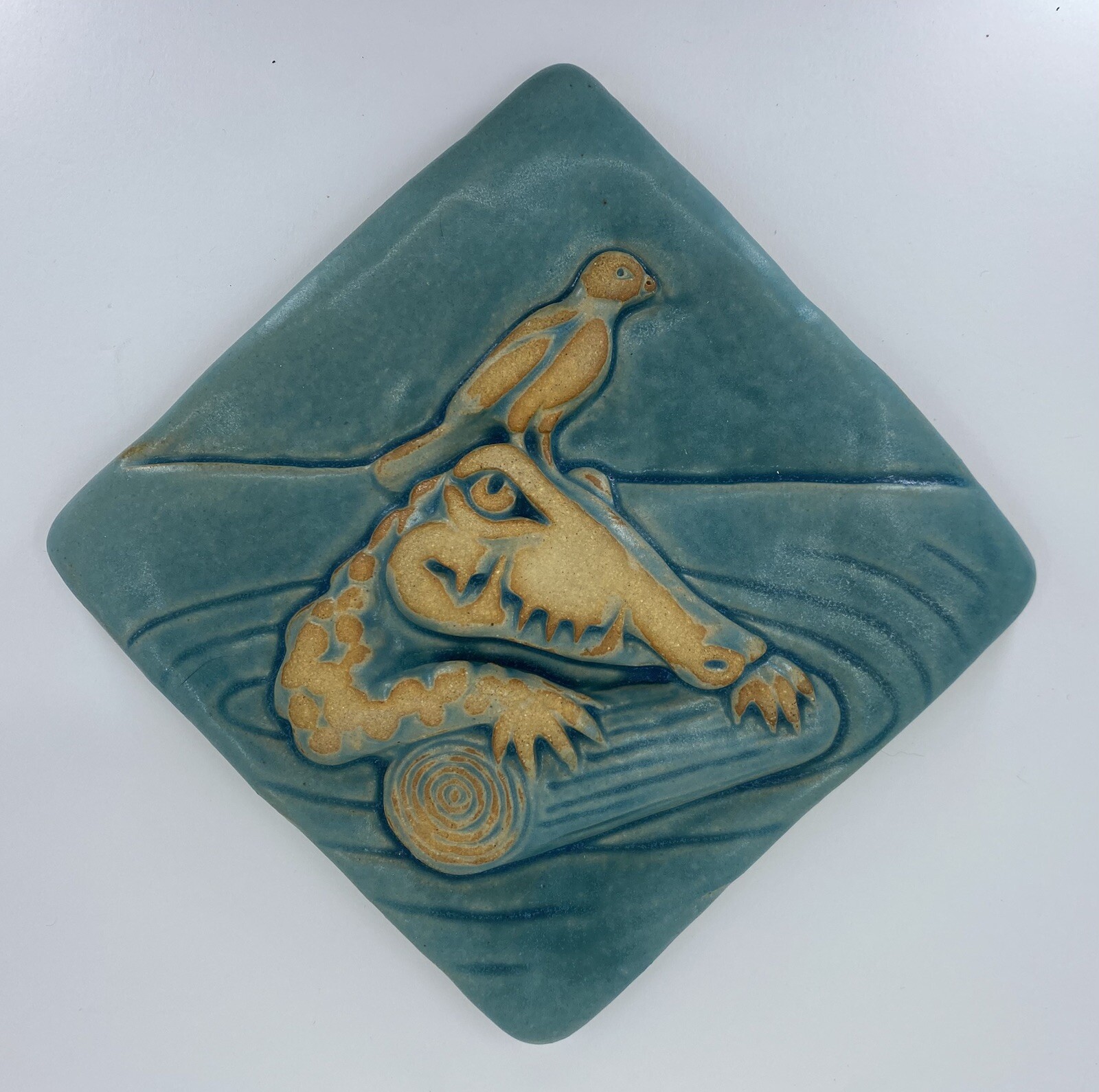 Crocodile Smile 6×6” Stoneware Art Tile by Gretchen Kramp