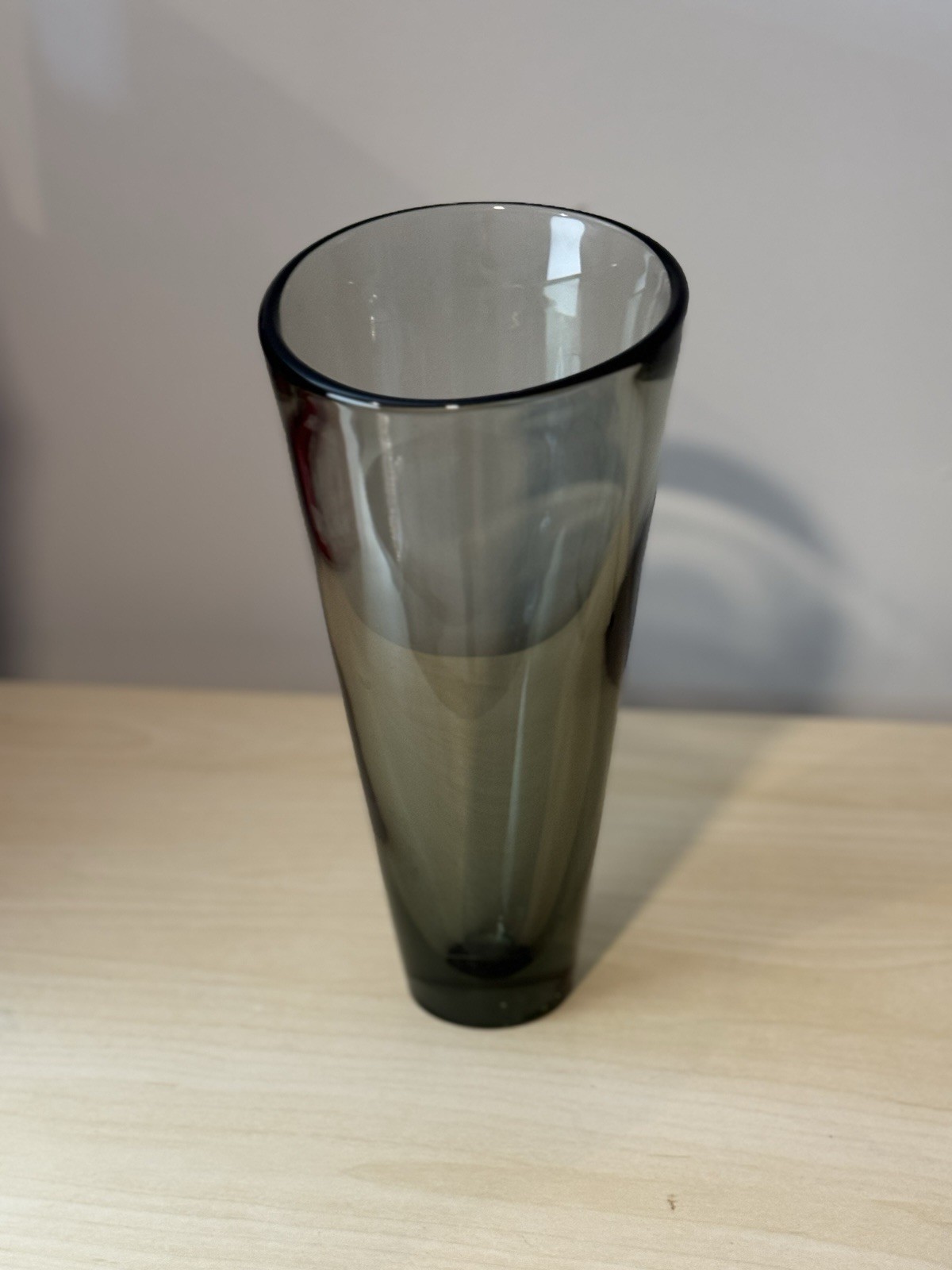 Vintage Holmegaard “Umanak” Smoky Gray Art Glass Vase By Per Lutken Denmark 1962