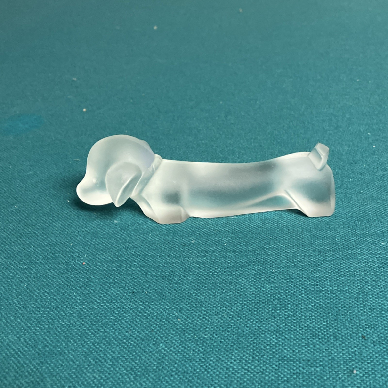 Clear Frosted Glass Dachshund Figurine Solid ~5”