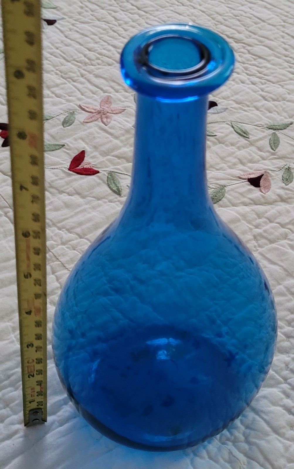 Blenko Colonial Williamsburg Restoration Sapphire Blue Glass Vase/Wine Bottle.