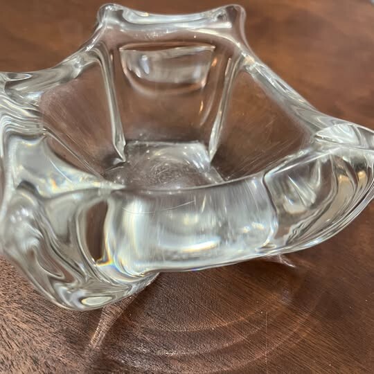 Large signed vintage Daum crystal glass pestle and mortar circa mid century.