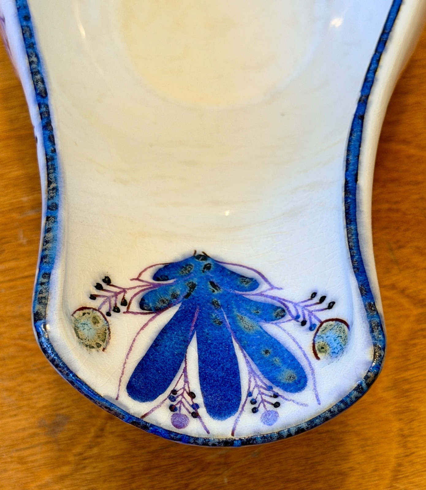 Royal Copenhagen Denmark Danish Art Pottery Bird Peacock Sculpture Bowl Vtg Mcm