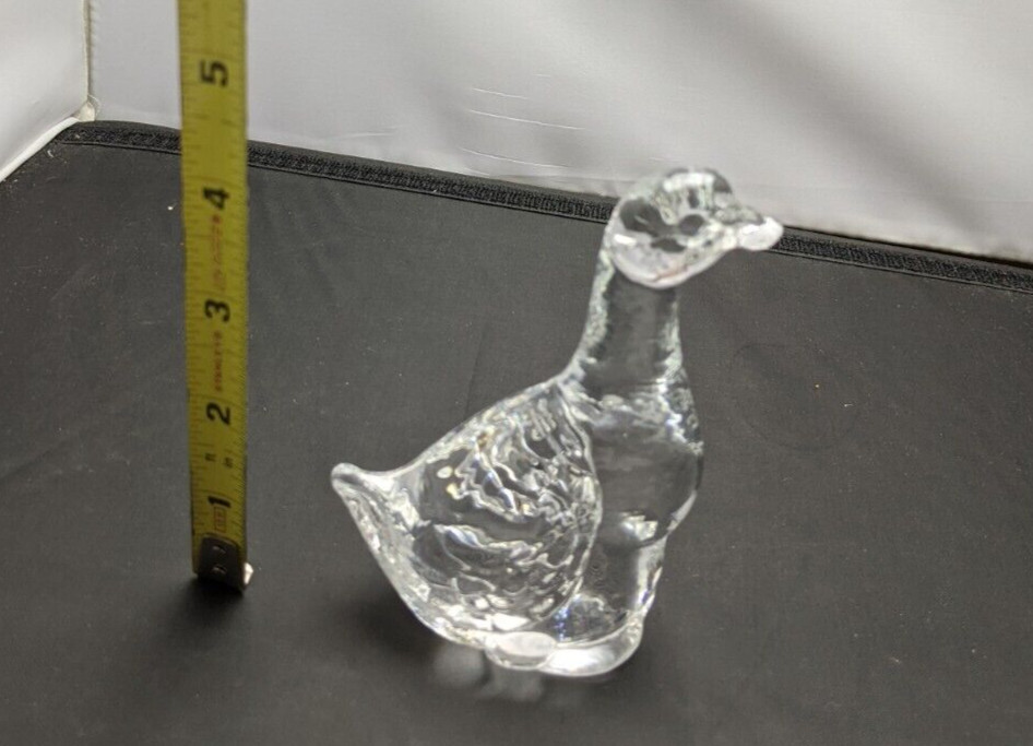 Crystal Duck Figurine Glass Paper Weight 4.5 Inches
