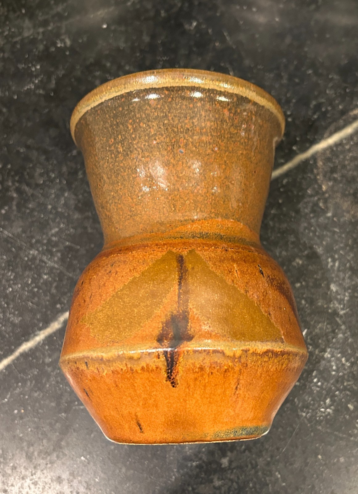 Cecil Gib Strawn Studio Art Pottery Vase Abstract Earth Tone Vintage from 70s