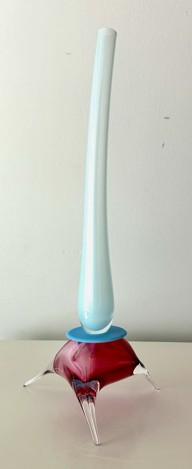 Outstanding Stephan Cox Art Glass Tripod Vase Signed 14.25”H