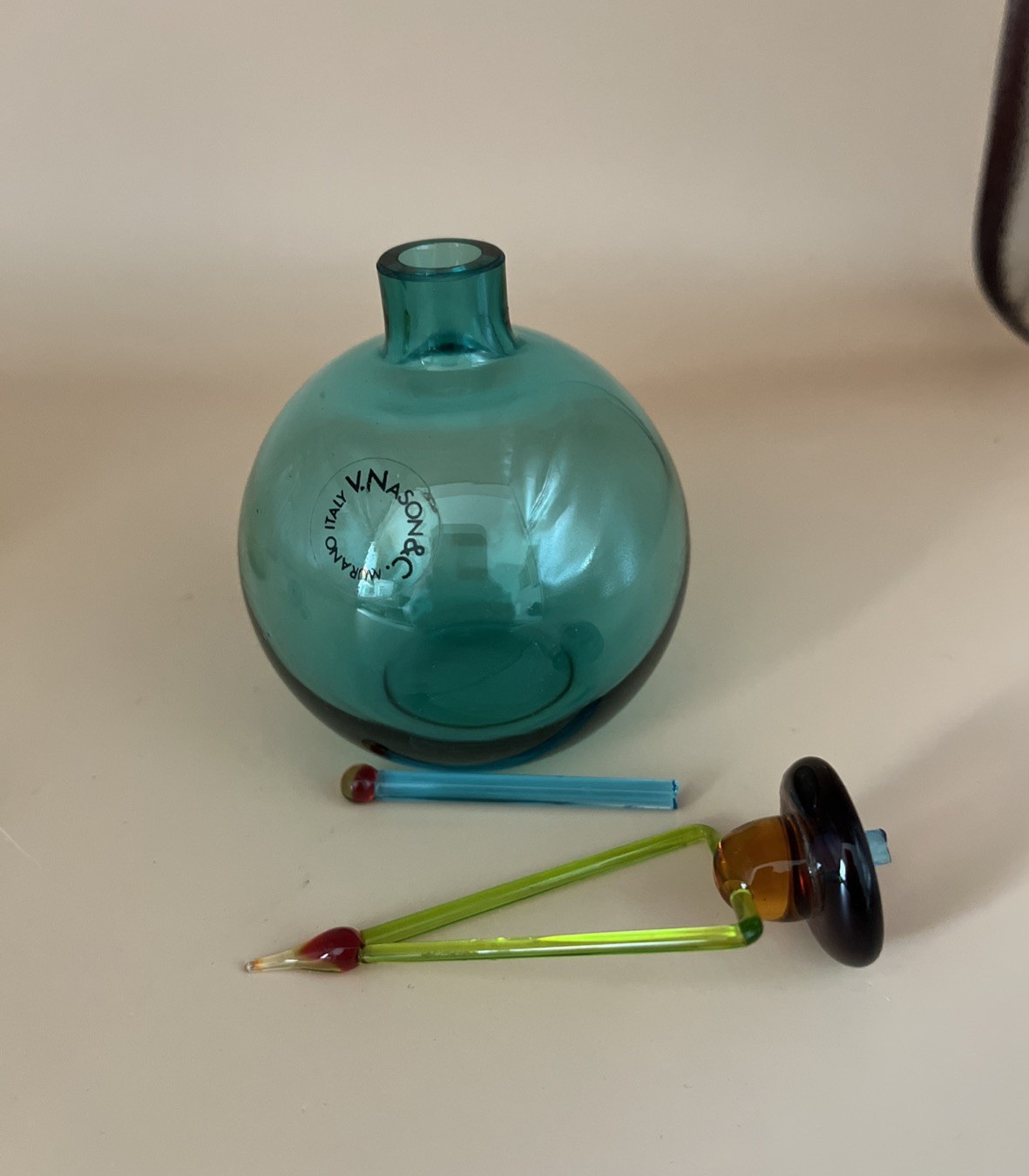 V Nason & Cie MURANO Perfume Italy Modernist Blown Glass Bottle Signed Set of 3