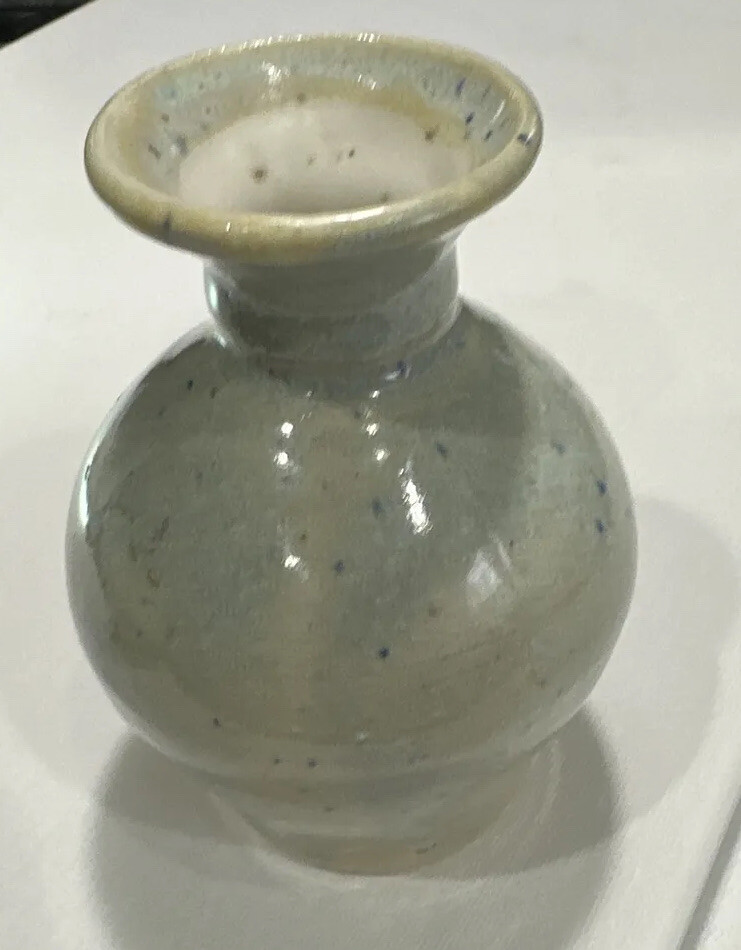 Bud Vase Artist Signed Speckled Home Mid Century Modern Decor 4.5″