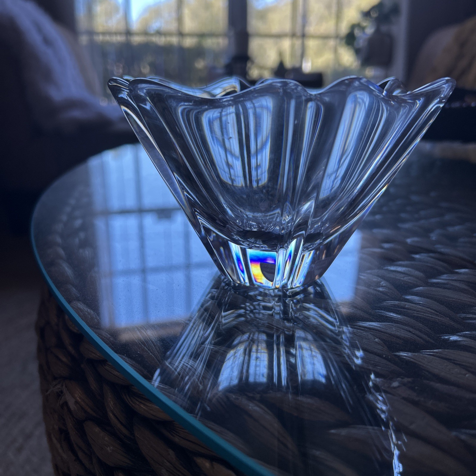 Orrefors Sweden Candy Dish 20th Century Laser Signed Bottom 3.5” H 5.0” W