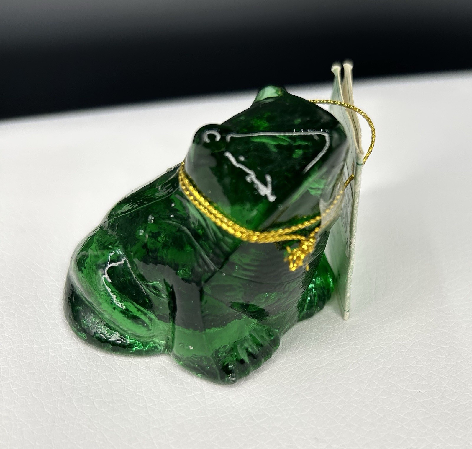 The Lucky Little Frog” A Green Glass Figurine w/ A Small Story by Ganz