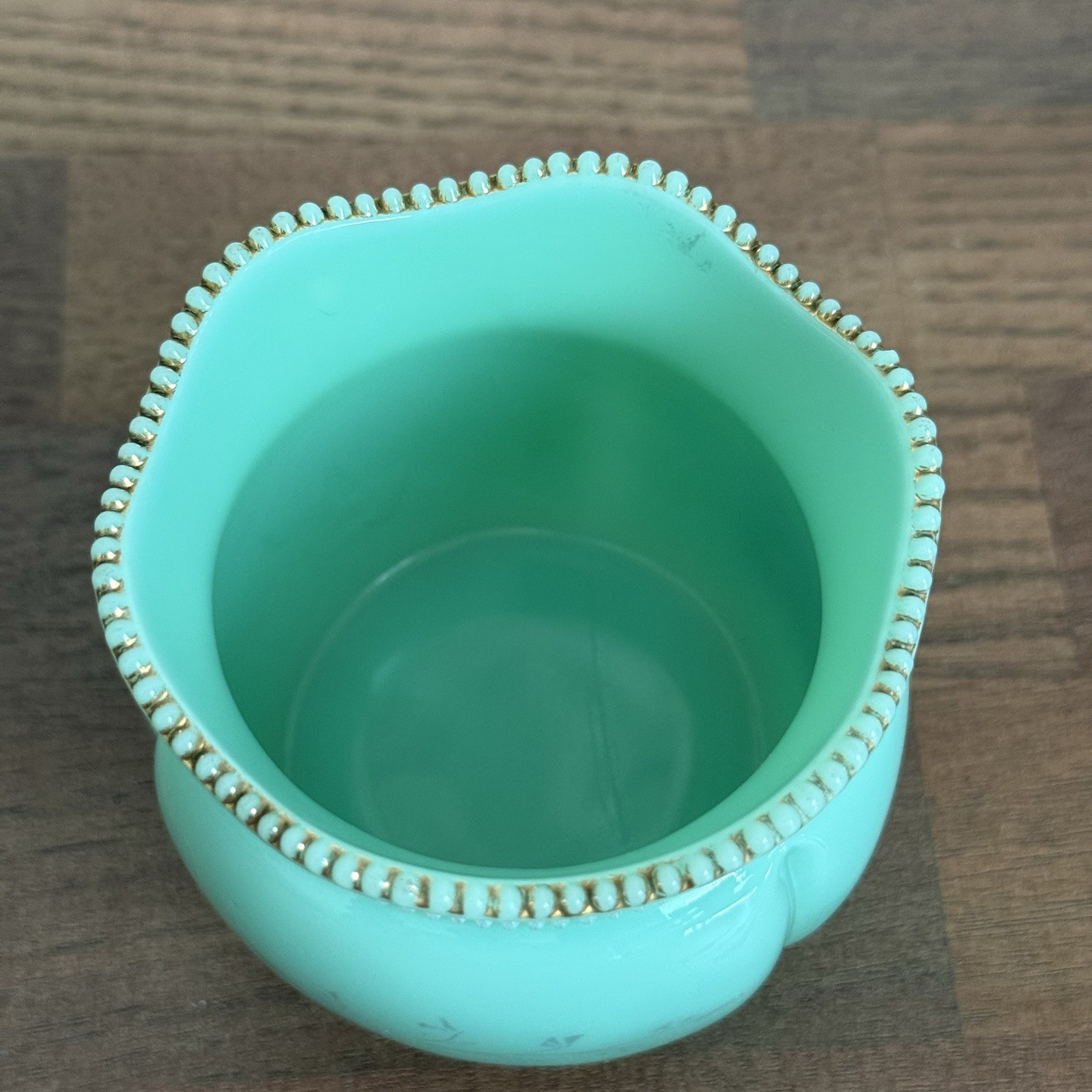Antique Jadeite Uranium Glass Gettysburg Devil’s Den Souvenir Planter Vase