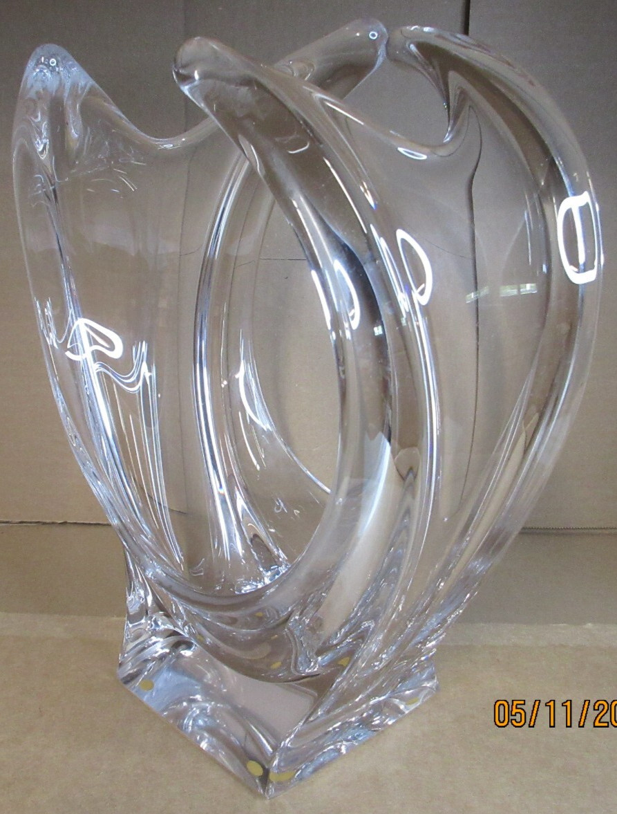 ART VANNES LE CHATEL FRANCE CRYSTAL SCULPTURE~HUGE~CENTER BOWL~12 3/8″ X 10″