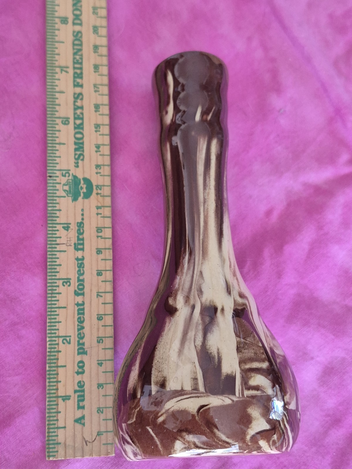 Vtg Studio Art Pottery Clay Calico Cardwell Montana Vase USA Swirl Brown America
