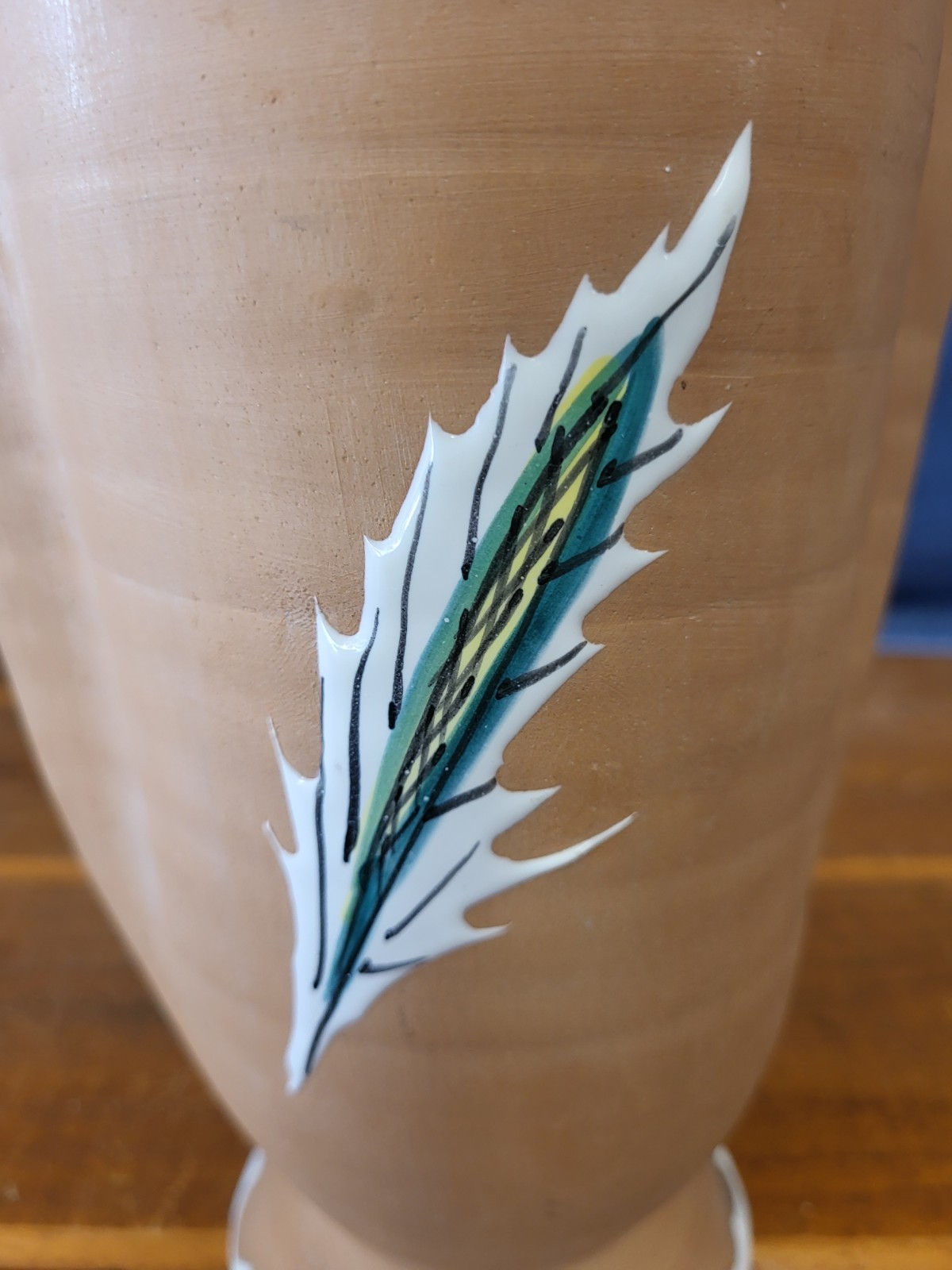 Red Clay Ceramic Vase With A Wheat Motif Very Nice!