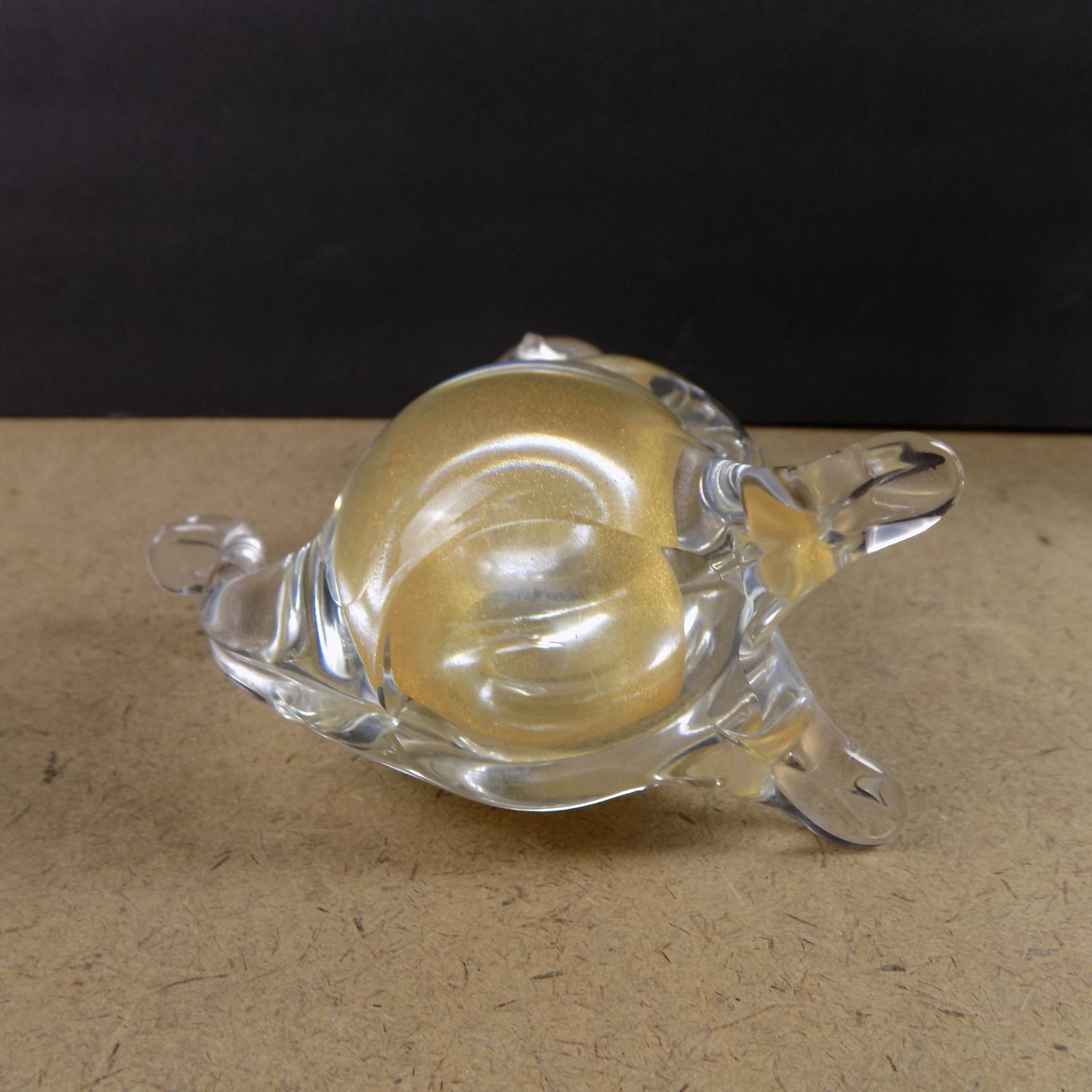Murano Art Glass Cat Figurine Clear & Gold 7″ Tall VGC Italy