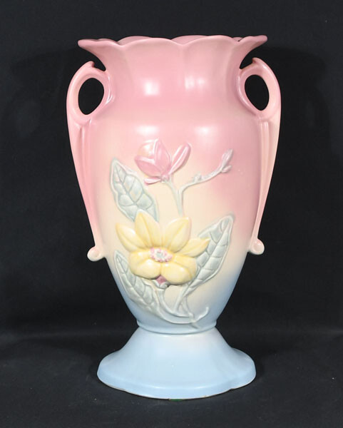 Hull Pottery Magnolia Vase 22-12 1/2 Pink To Blue – 2 Chips on Base No Crazing