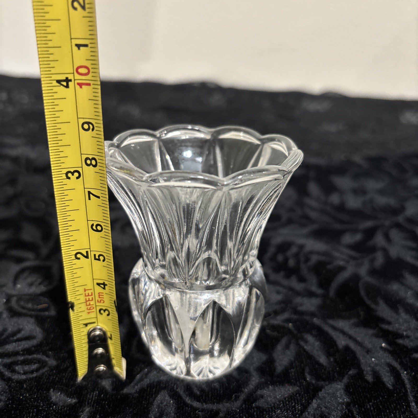 Small Glass Crystal Flower Bud Vase Toothpick Holder Mini Floral Excellent
