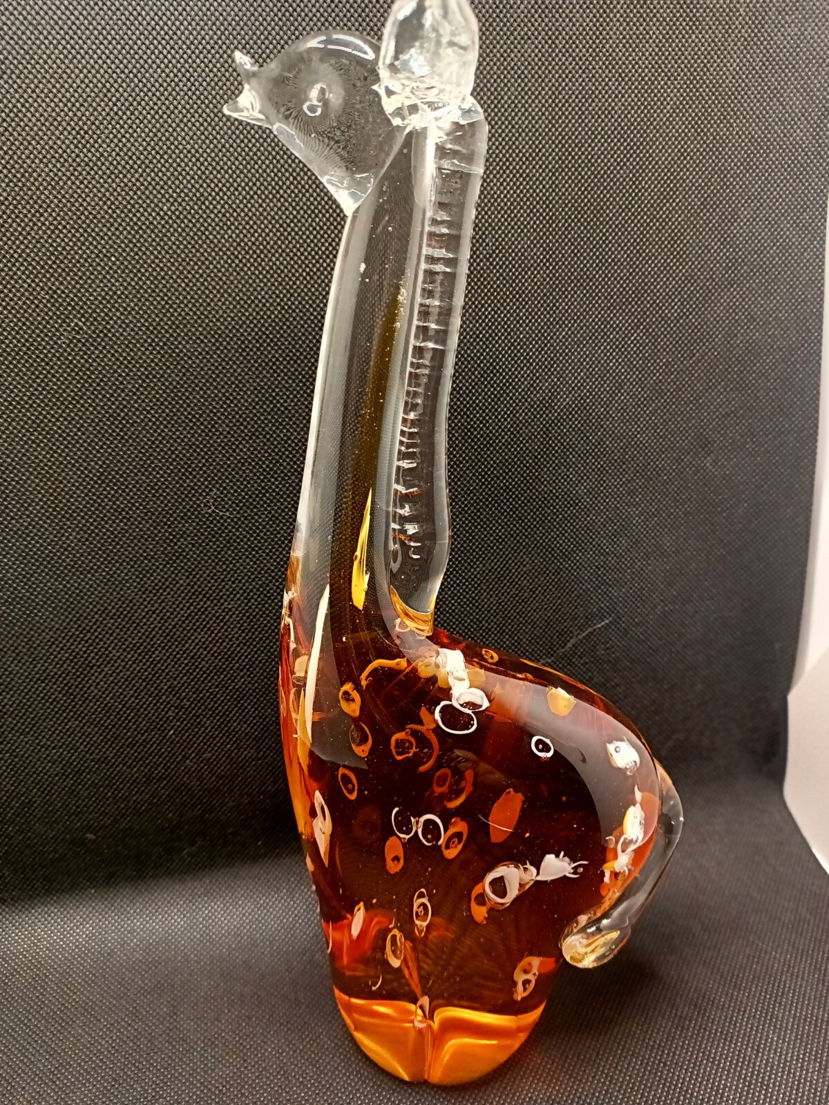 12″ tall Crystal Amber Giraffe art glass paperweight figurine