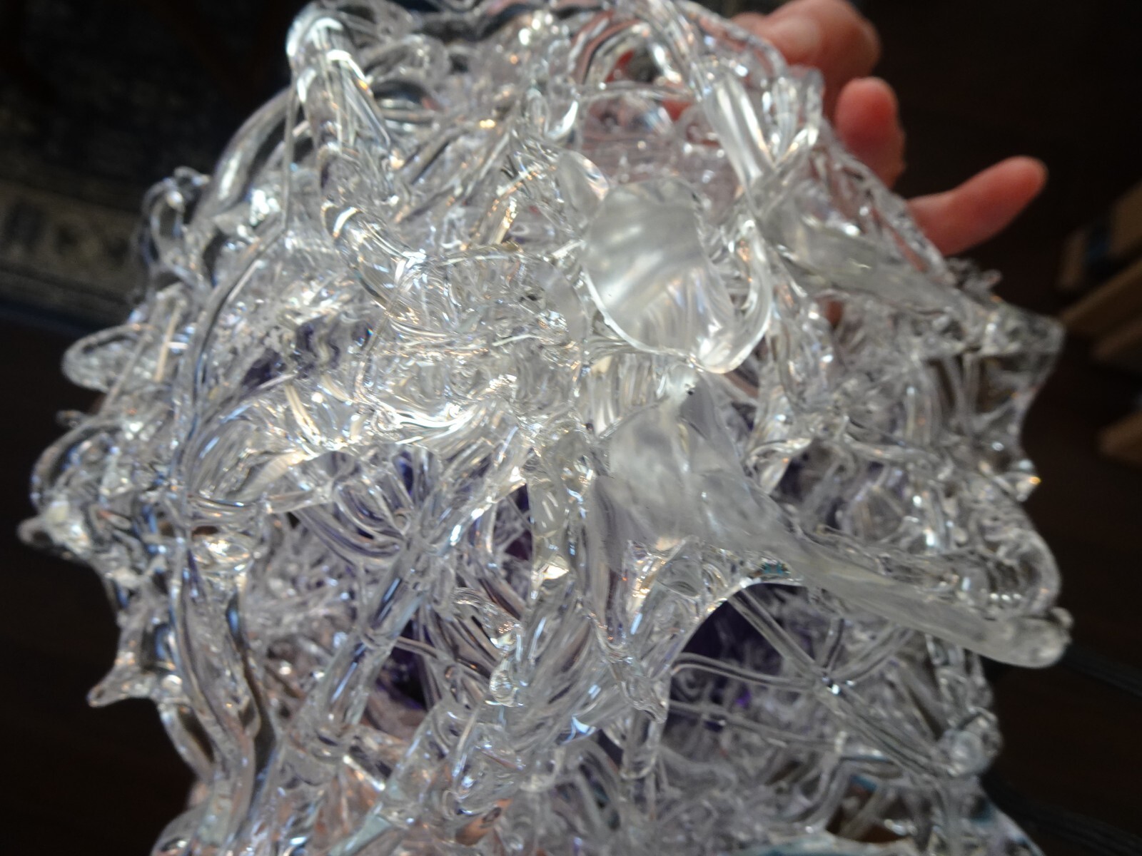 Signed 2004 April Wagner Epiphany Art Glass Threaded Sculpture Vase Pd $1700