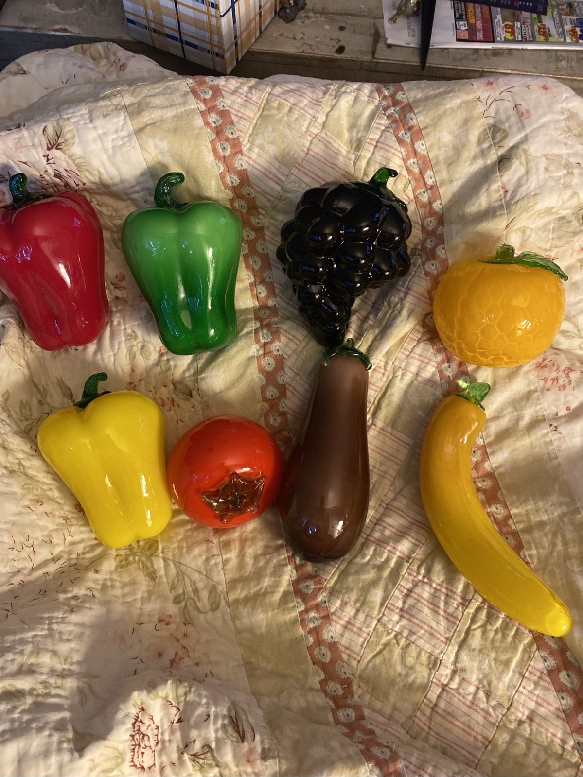Murano Blown Glass Orange vegetables & Fruit Lot Of 8