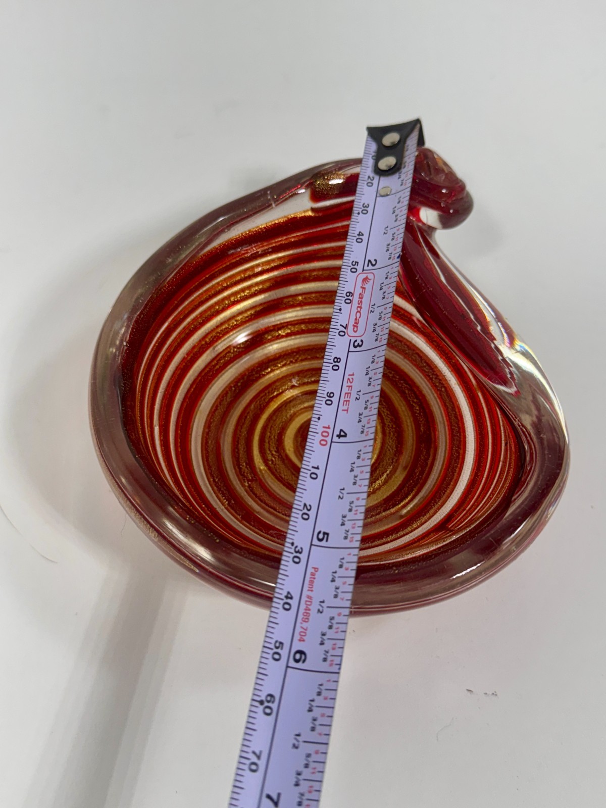 VTG BAROVIER Zebrati Murano Ashtray Red Gold Aventurine Italy