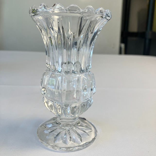 Vintage 24% Lead Crystal 4″ Pedestal Vase Crystal Clear Industries Yugoslavia