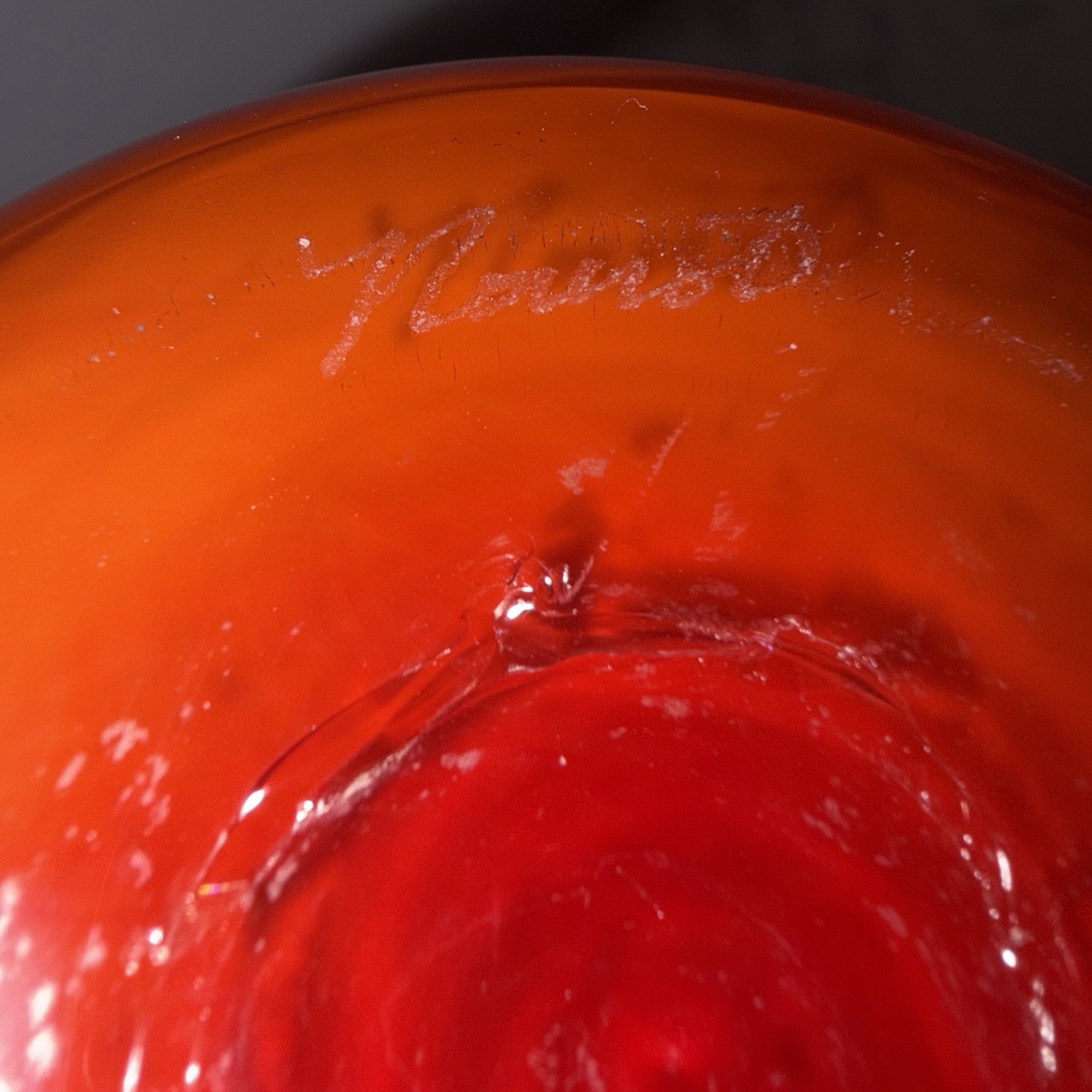 Michael Nourot Cased Glass Art Vase SCARLET NOVA SERIES 9.5” Tall & stunning