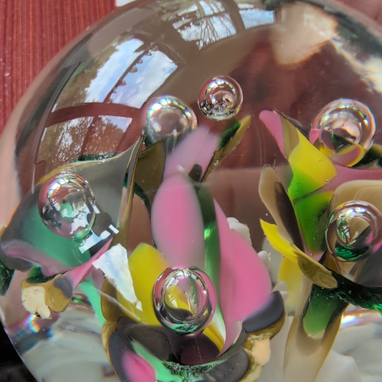 St Clair Multicolor Flowers With Bubble Centers Paperweight