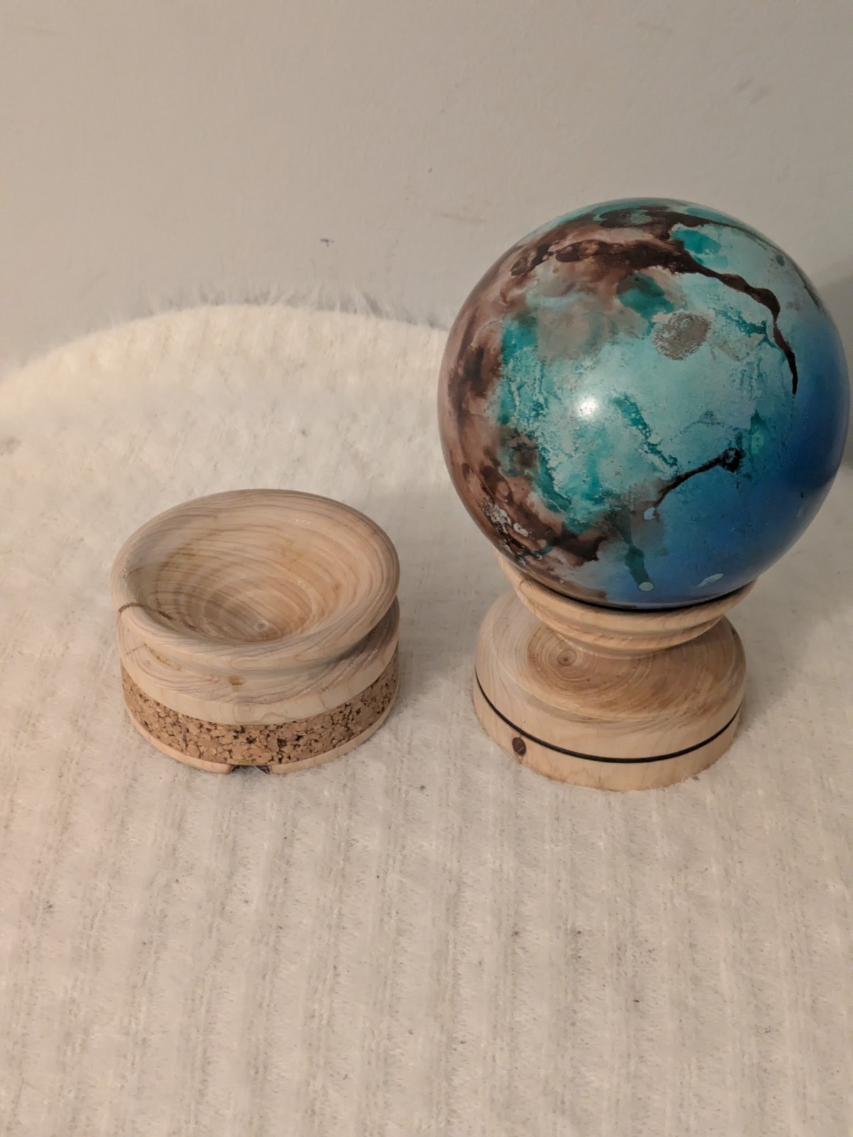 Dorodango Japanese Art Polished Sphere W 2 Bases Rare 1 Of 1