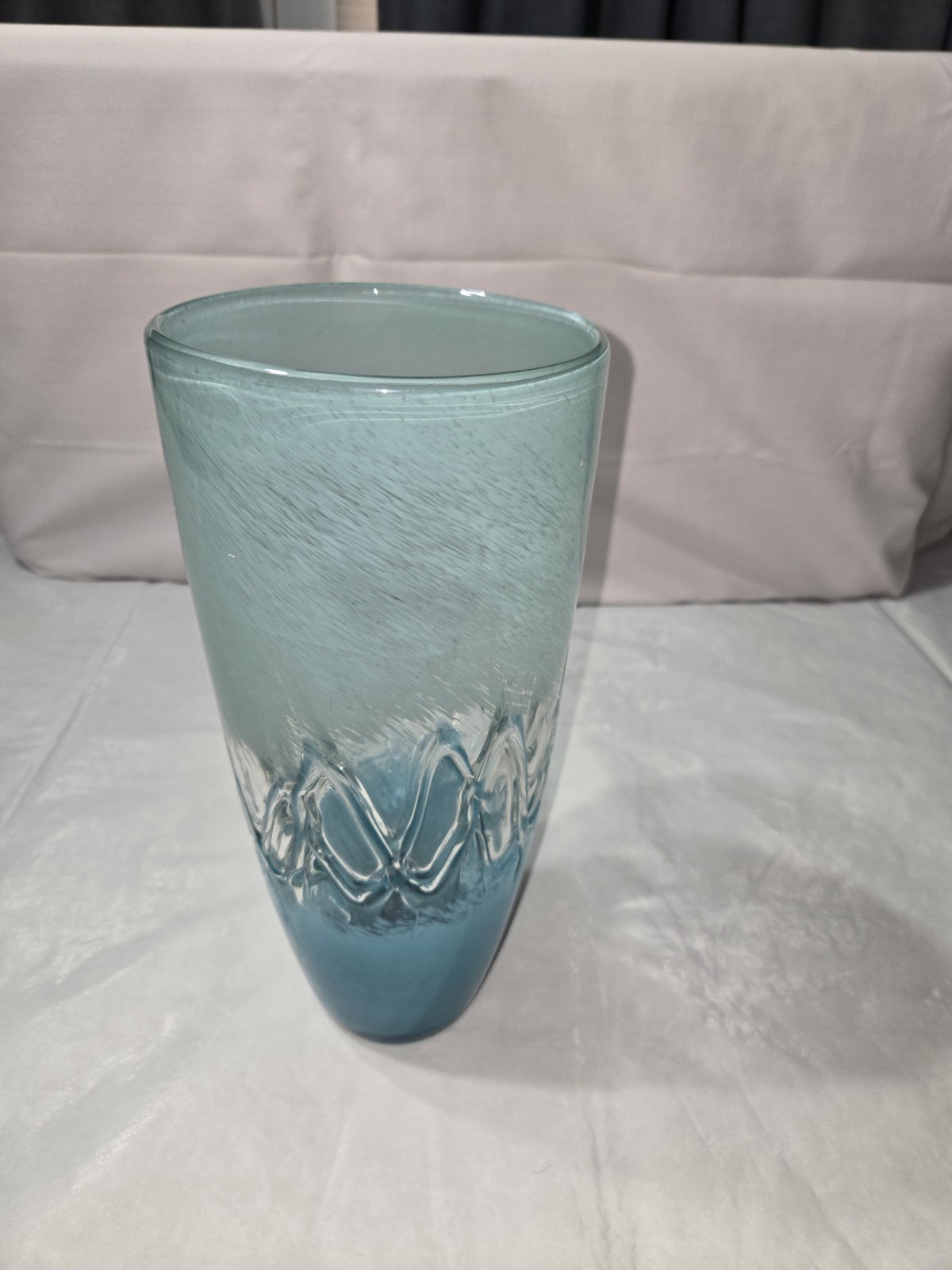 Murano Hand Blown Art Glass Multi Color Green Clear and Blue 14 H x 6 W