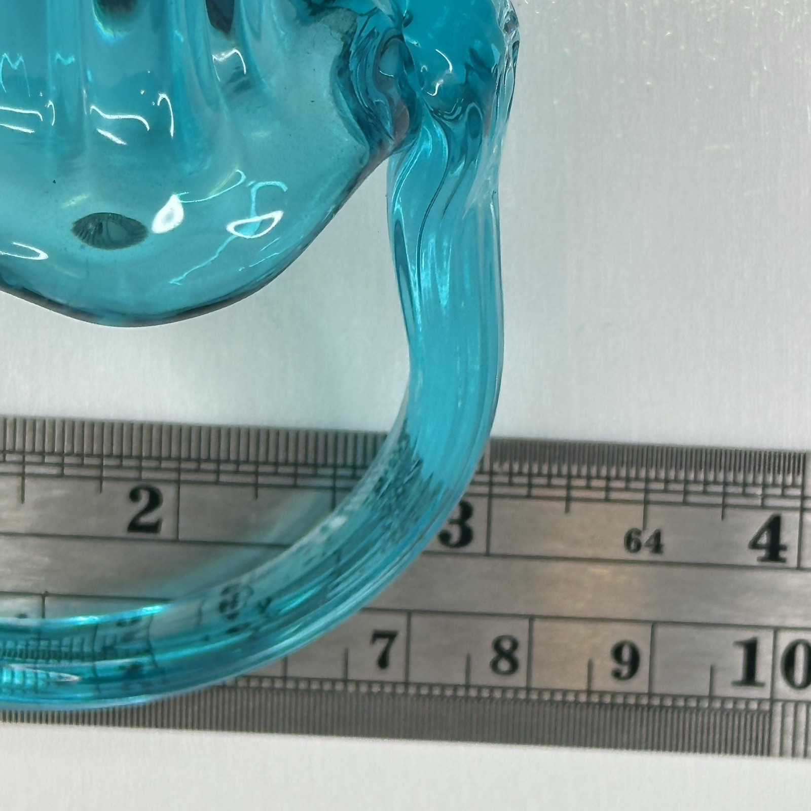 Vintage Fenton Minature Glass Basket Teal Approx. 4″ x 3″ Starburst Bottom