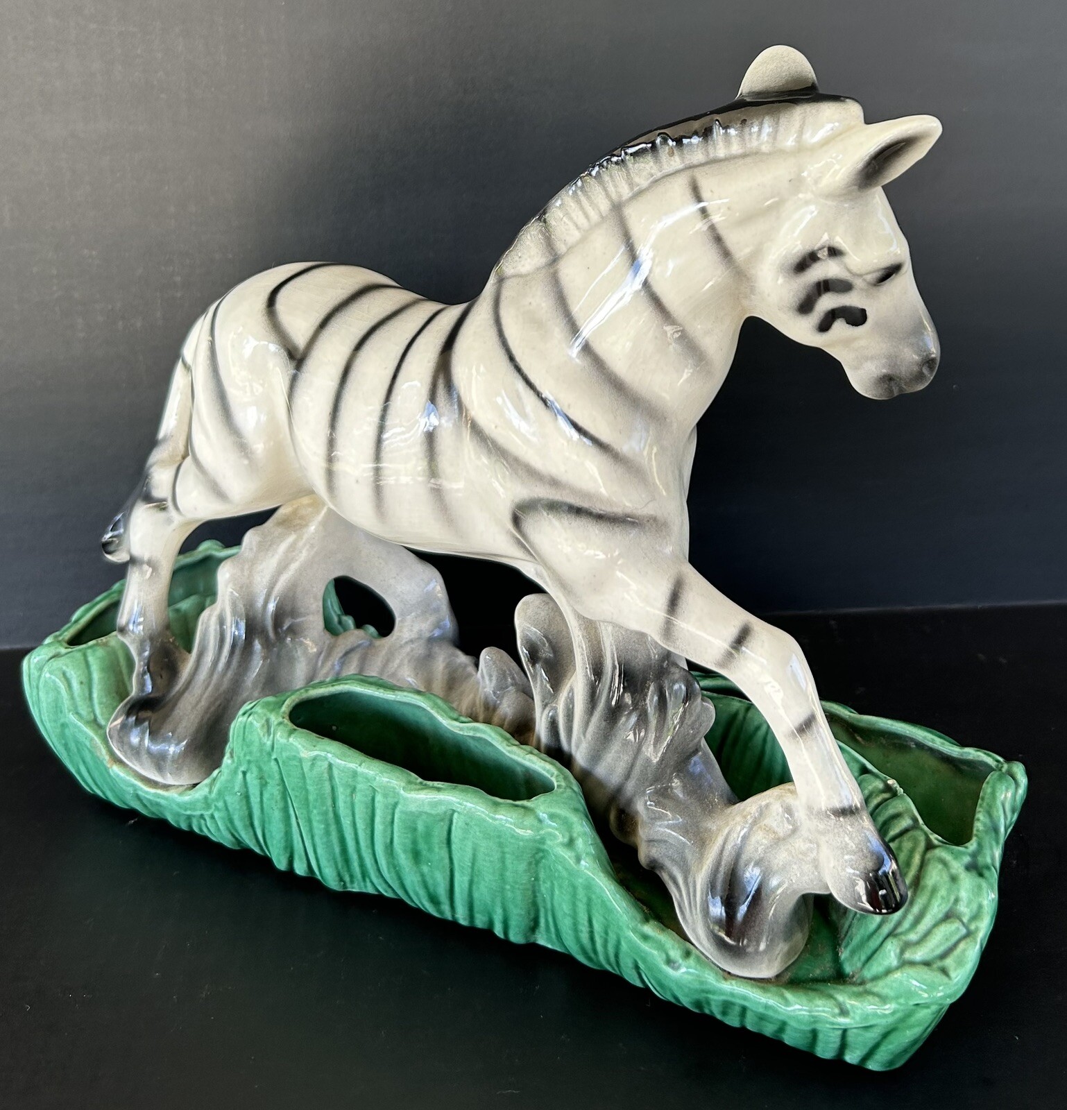 California Pottery Zebra Ceramic Planter Lane & Co Mid Century 1952 Mid Century