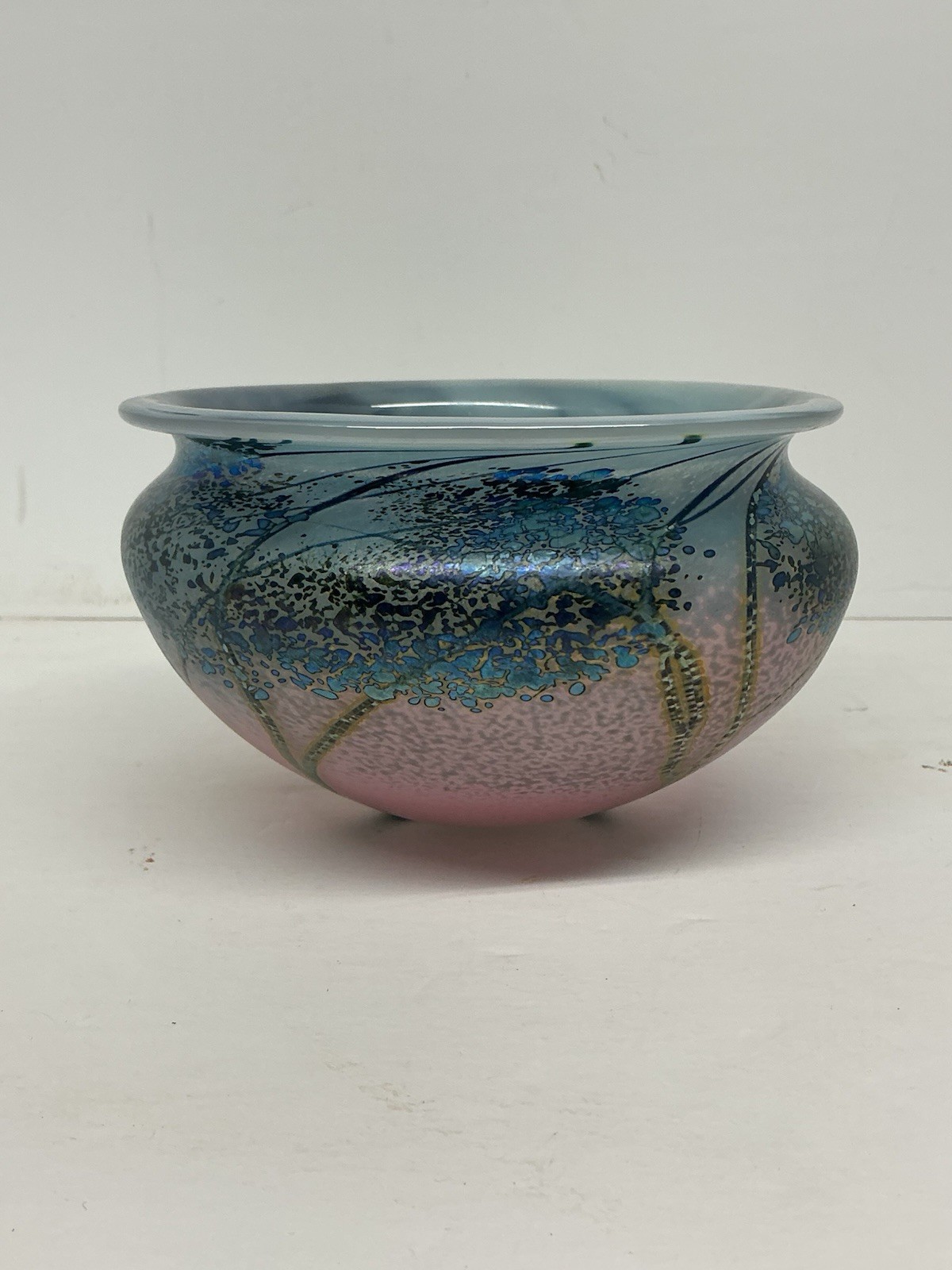 Peet Robison Signed Landscape Series Art Glass Vase Bowl Abstract Tree Design