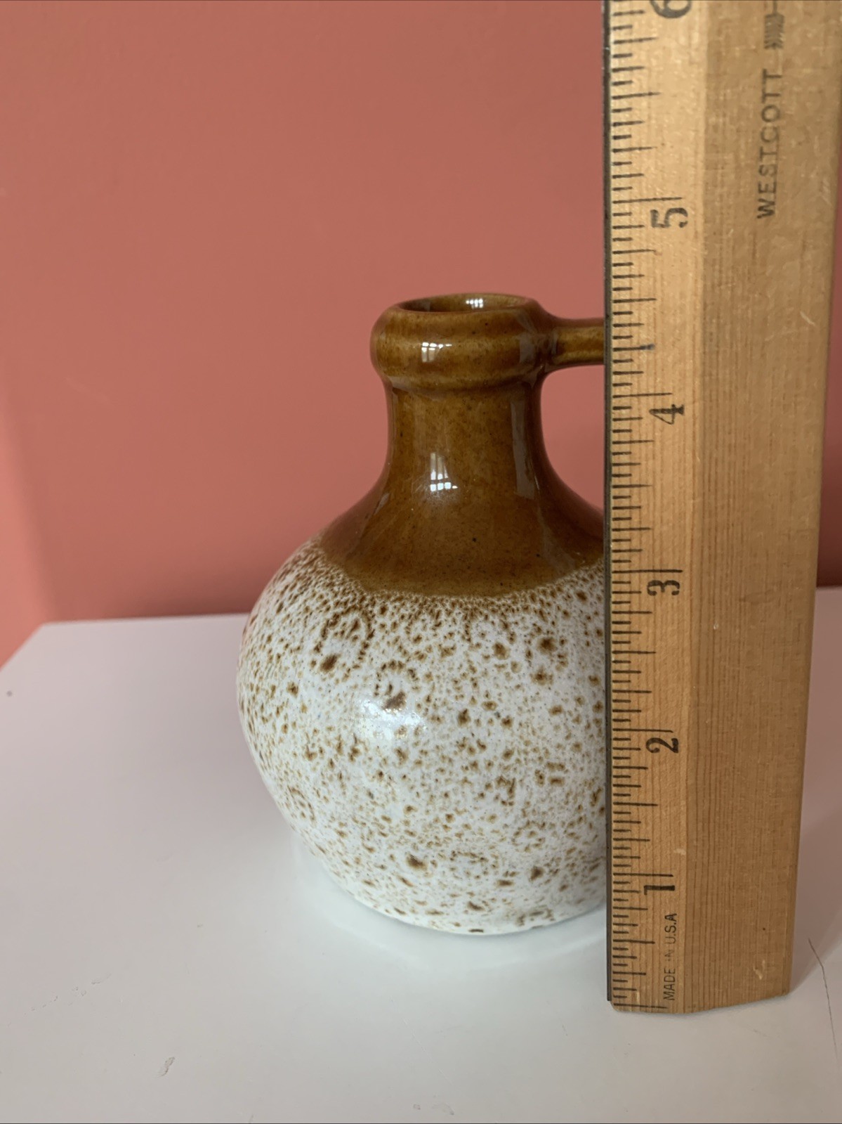 Vintage Pigeon Forge Pottery Glazed Jug Speckled Brown & Cream 4.5 Inches