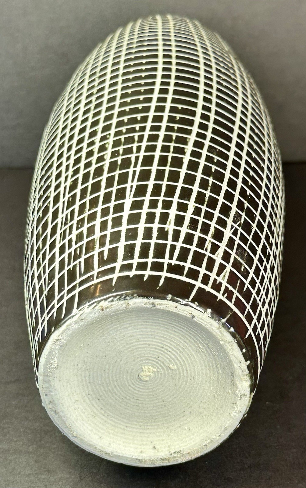 Vintage Black & White Graphic Grid Ceramic Art Vase Upsala-Ekeby Amano MCM Style