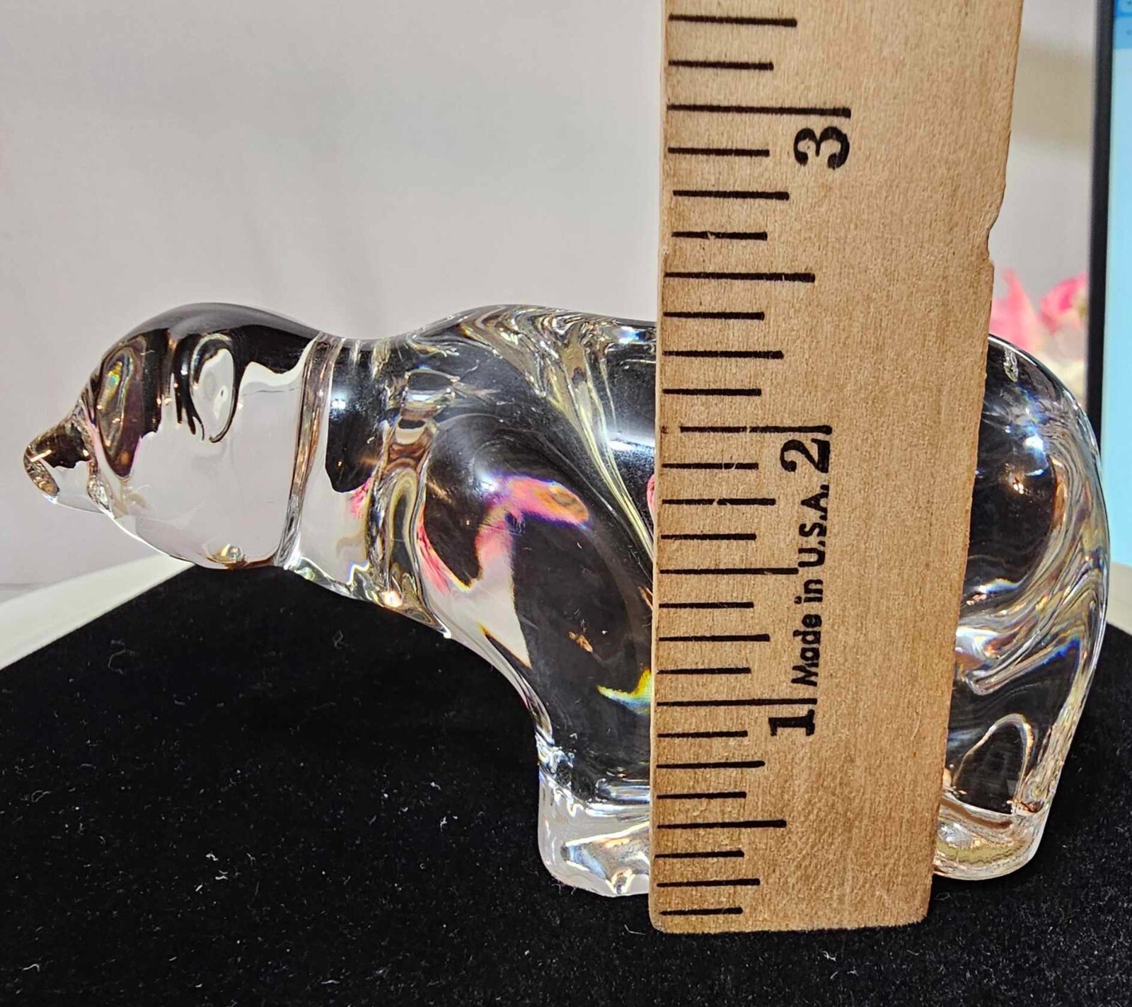Signed Villeroy & Boch Clear Art glass Bear Paperweight/ Figurine 13oz- G5