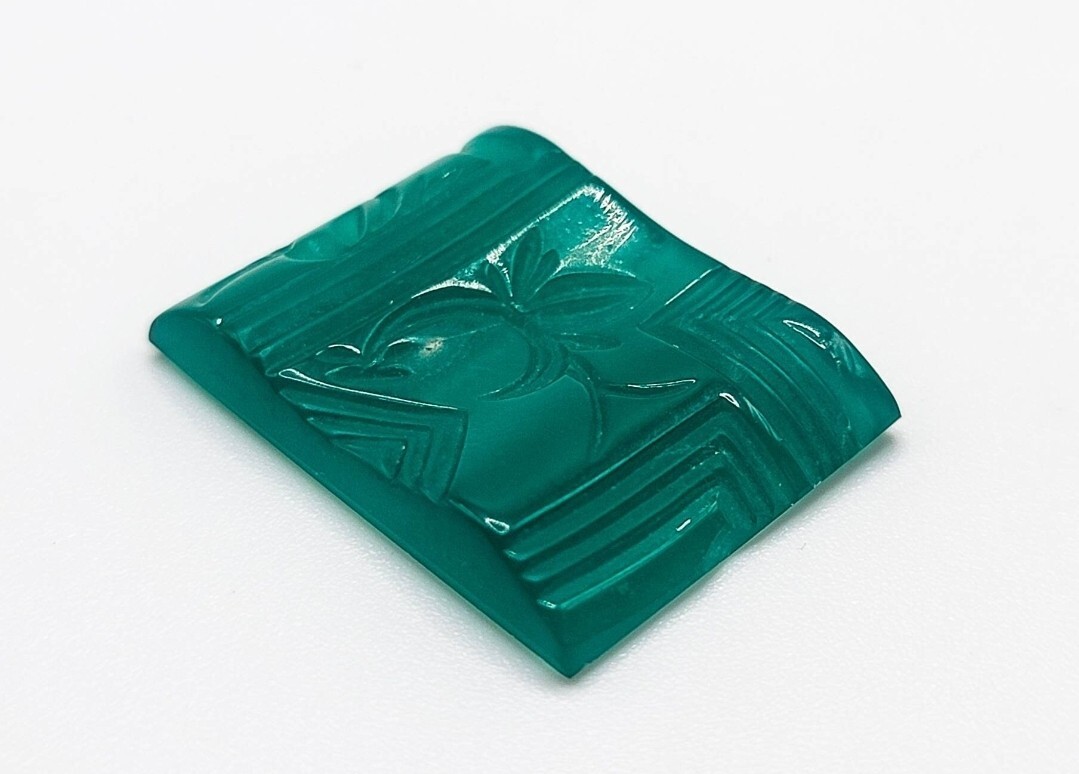 1930s Art Deco Uranium Glass Cabochon Vintage Czech Glass Jade Pressed Glass