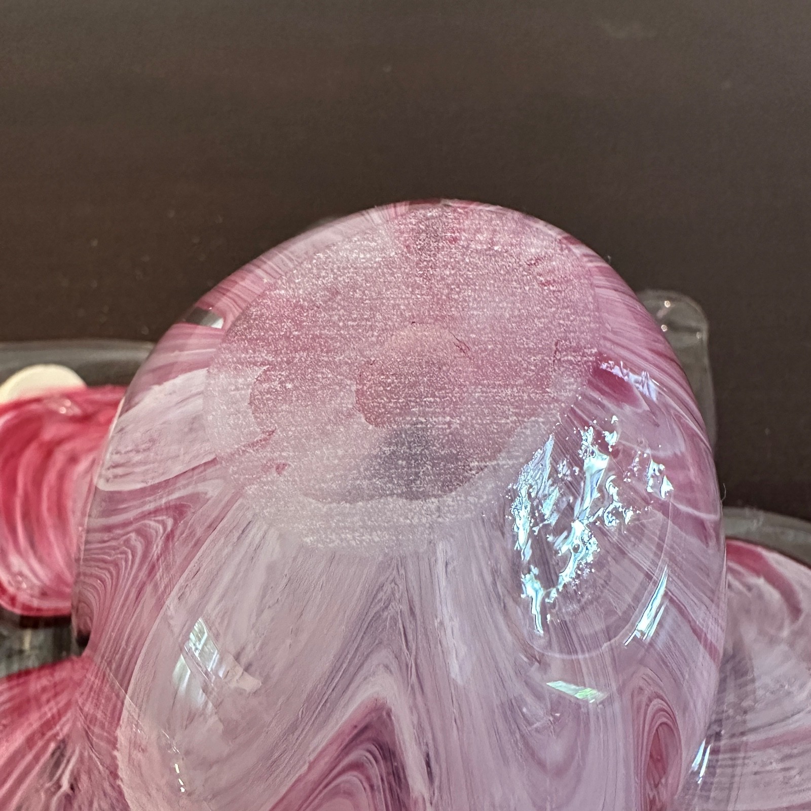 Murano Pink & Clear Flower Petals Murano Glass Crystal Clear Candle Holder Italy