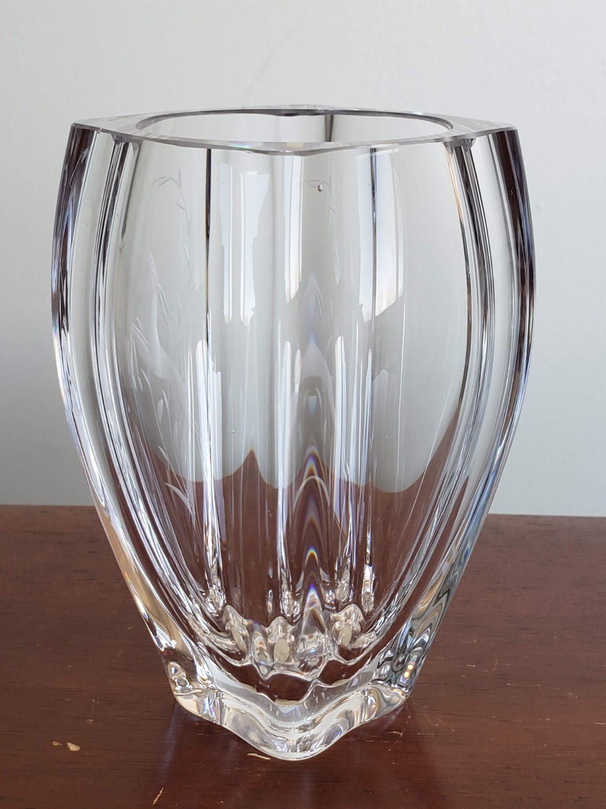Skruf Sweden Crystal Vase With Etched Deer Heavy Lead Crystal Handmande Ematex