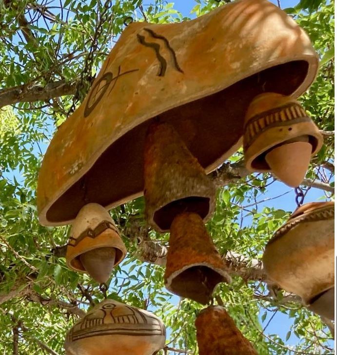 vintage Terry Stone Paolo Soleri Arcosanti pottery wind chime bell sun planter s